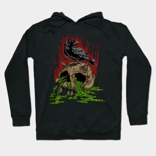 Crow and Devil Skull on Halloween Hoodie